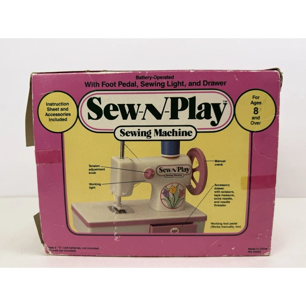Vintage Sew-N-Play Toy Sewing Machine Model 456 - 1990s Battery Operated